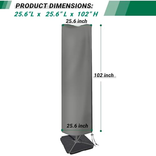 CATOTEL Patio Umbrella Cover for 913ft Cantilever Umbrellas Waterproof 420D Oxford Fabric Protects Offset Umbrellas Gray - Image 3