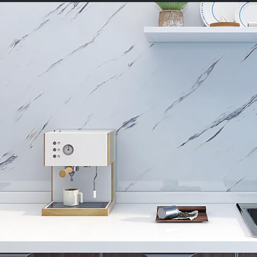 PeonyQueen Glossy Marble Contact Paper White Peel and Stick Wallpaper Marble Wallpaper SelfAdhesive Removable 157x197 Wall Paper for Cabinets Bathroom Waterproof Wallpapers Modern Decorative - Image 3