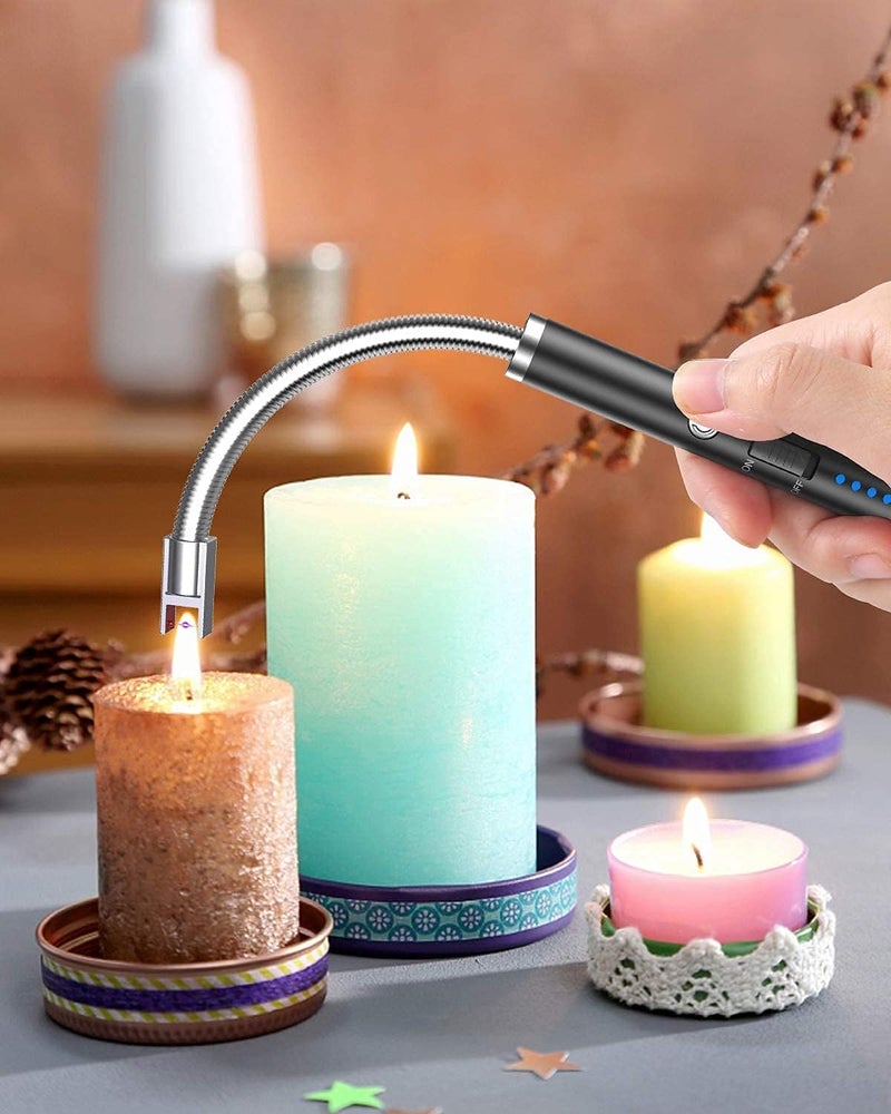 Uzox Rechargeable Electric Arc Lighter for Candles, Kitchen, 360° Flexible Neck, USB Lighter, Windproof, Flameless, Diwali Fireworks (MULTICOLER1) - Image 4