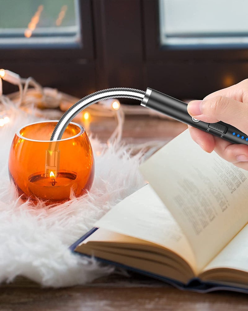 Uzox Rechargeable Electric Arc Lighter for Candles, Kitchen, 360° Flexible Neck, USB Lighter, Windproof, Flameless, Diwali Fireworks (MULTICOLER1) - Image 2
