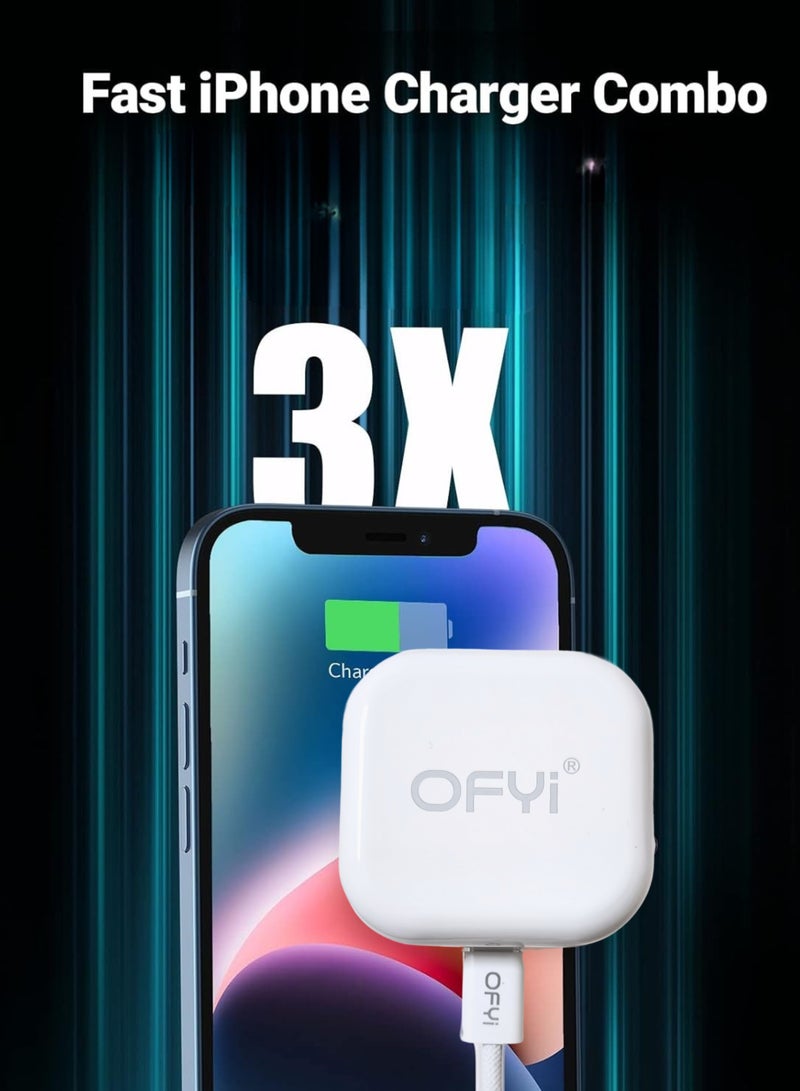 OFYI Super Charge Power Adapter Max 35W With Type C To Type C Cable braided White - Image 2