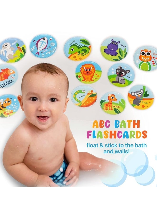 BabyBibi Floating Animals & Alphabet Flash Cards for Bathtub - Preschool Learning Toddler Flash Cards - Educational Bath Toys for 18 Months+ (Set of 26)  - Image 2