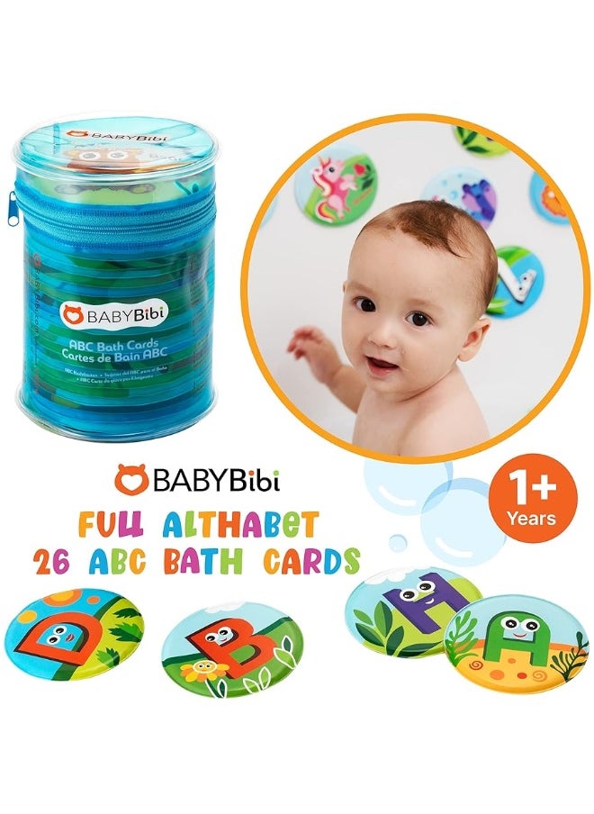 BabyBibi Floating Animals & Alphabet Flash Cards for Bathtub - Preschool Learning Toddler Flash Cards - Educational Bath Toys for 18 Months+ (Set of 26)  - Image 1