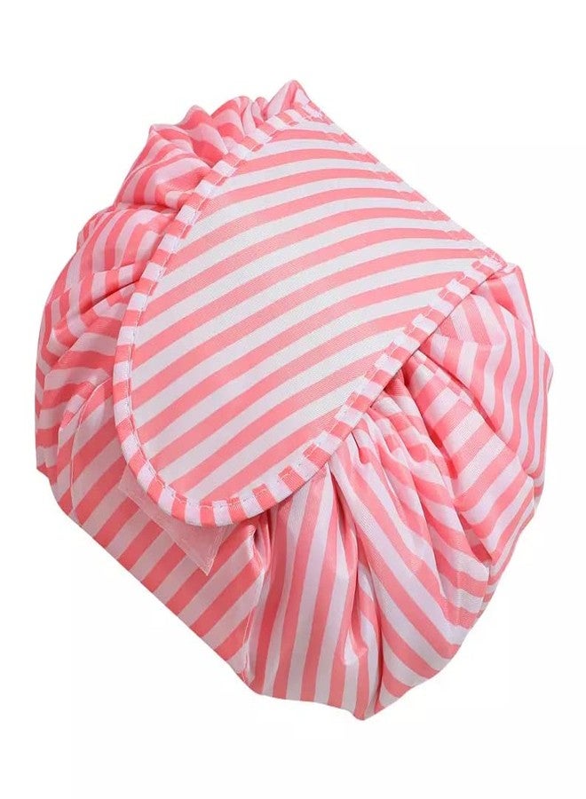 Trendegic Waterproof Cosmetic Portable Travel Toiletry Foldable Lazy Pouch Drawstring Makeup Bag for Girl and Women (Orange) - Image 1