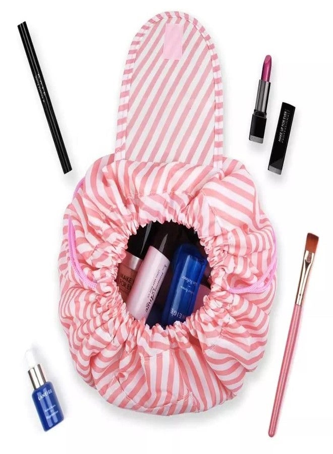 Trendegic Waterproof Cosmetic Portable Travel Toiletry Foldable Lazy Pouch Drawstring Makeup Bag for Girl and Women (Orange) - Image 4