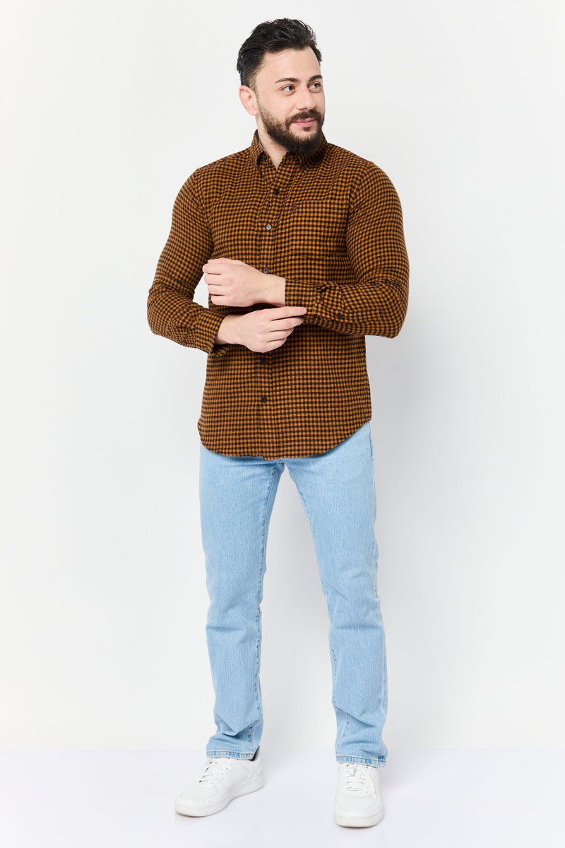 Chaps قميص رجالي عادي بأكمام طويلة بنمط شبكة، متعدد الألوان - Image 2