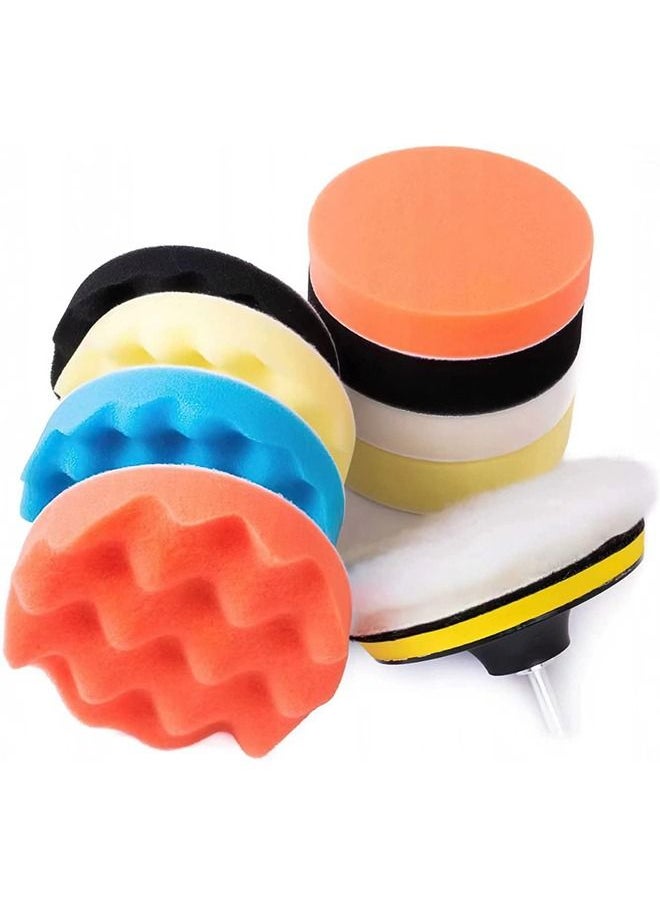 Generic Auto Polishing Pad Kit 3 Inch Buffing Pad 10 Pcs Polishing Pads Kit Car Buffer Polisher Kit Drill Buffing Kit with Drill Adapter for Car Polishing Waxing Sealing Glaz  - Image 1