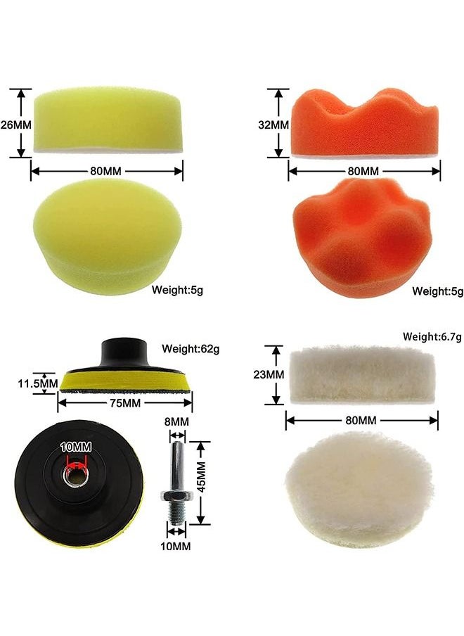 Generic Auto Polishing Pad Kit 3 Inch Buffing Pad 10 Pcs Polishing Pads Kit Car Buffer Polisher Kit Drill Buffing Kit with Drill Adapter for Car Polishing Waxing Sealing Glaz  - Image 2