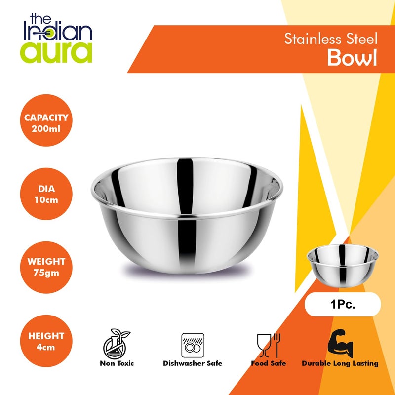 The Indian Aura Stainless Steel Delight Solid Dinner Set (5Pcs), 1 Full Plate, 1 Glass, 1 Bowl, 1 Halwa Plate and 1 Spoon, Dinner Set, Steel Thali Set, Plate Set, Steel Dinner Set, Heavy. - Image 5