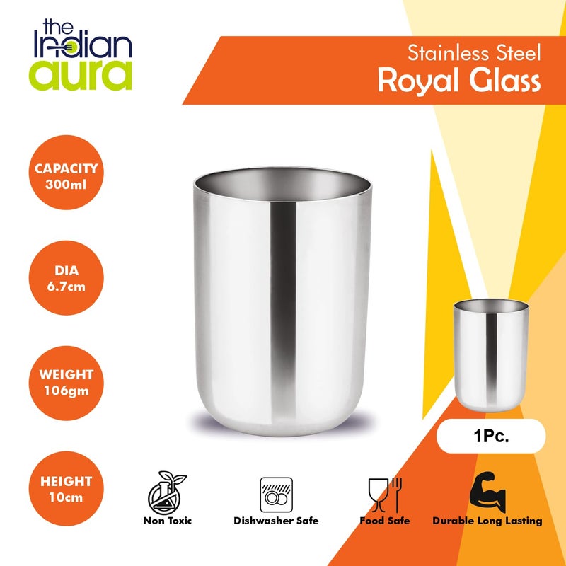 The Indian Aura Stainless Steel Delight Solid Dinner Set (5Pcs), 1 Full Plate, 1 Glass, 1 Bowl, 1 Halwa Plate and 1 Spoon, Dinner Set, Steel Thali Set, Plate Set, Steel Dinner Set, Heavy. - Image 4