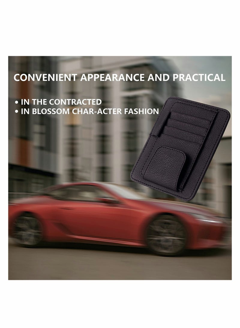 KASTWAVE Car Sun Visor Organizer Car Truck SUV Storage Pouch Holder, Sunglass Holder Pen Card Holder Pocket Organizer Registration Document Holder Auto Interior Accessories (Black) - Image 4