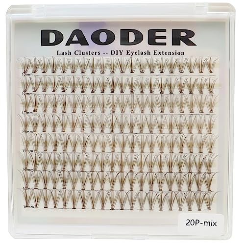 DAODER Brown Clusters Lashes Natural 20D Cluster Eyelash Extensions 1012mm Short Individual Lashes C Curl Wispy Brown DIY Lash Extensions At Home 160pcs 20DCaramelD1012mm - Image 1