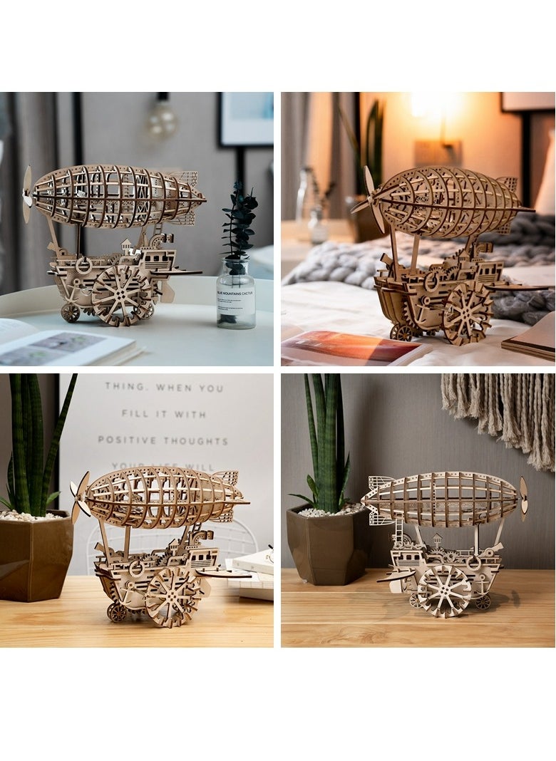روبوتايم ROKR مركبة جوية ميكانيكية منطاد 3D لغز خشبي LK702، ألغاز خشبية ثلاثية الأبعاد للبالغين / المراهقين، ديكور منزلي مبتكر، هدية فريدة لهواية الحرف اليدوية للبالغين / المراهقين  - Image 3