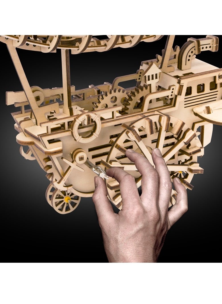 روبوتايم ROKR مركبة جوية ميكانيكية منطاد 3D لغز خشبي LK702، ألغاز خشبية ثلاثية الأبعاد للبالغين / المراهقين، ديكور منزلي مبتكر، هدية فريدة لهواية الحرف اليدوية للبالغين / المراهقين  - Image 4