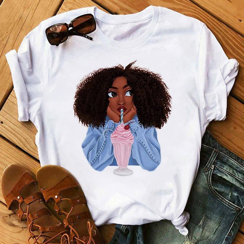 [Same day] cross-border supply of T-shirt printed T-shirt women's short-sleeved women's clothing - Image 1