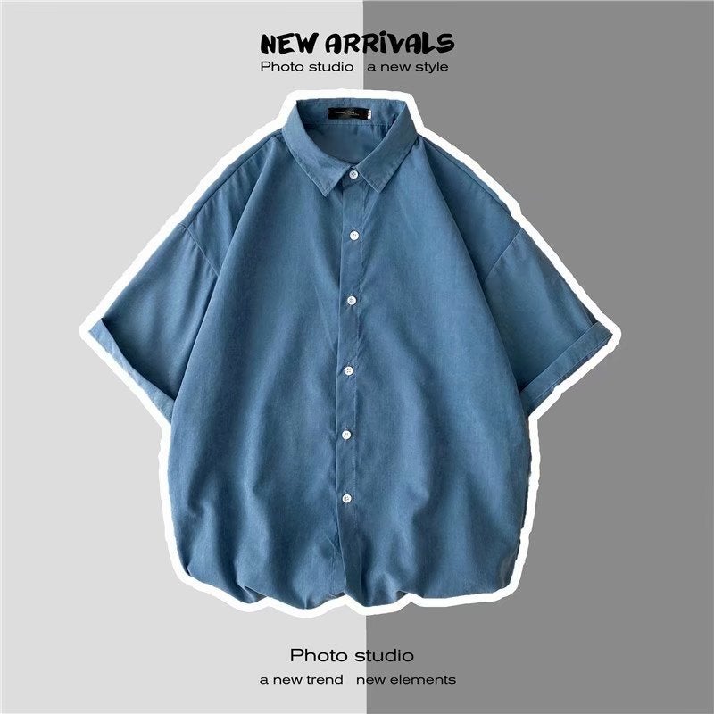 All-Match White jk Short-Sleeved Shirt Men's Summer ins Couple ins Top Loose Korean Fashionable Half-Sleeved dk Shirt - Image 1