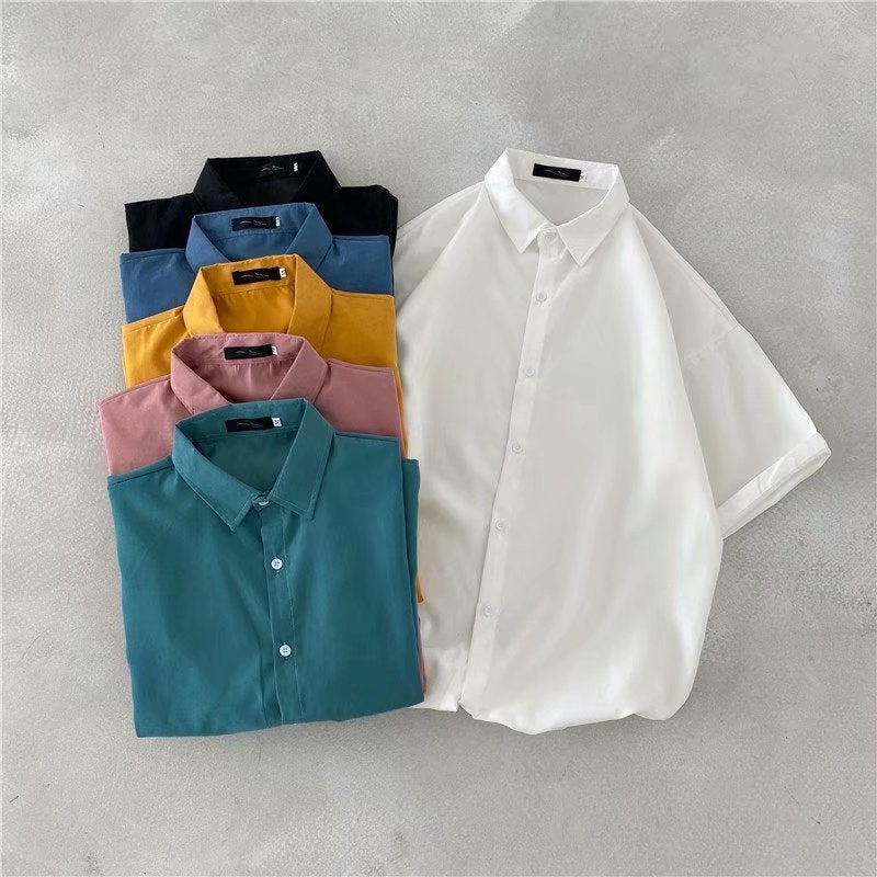 All-Match White jk Short-Sleeved Shirt Men's Summer ins Couple ins Top Loose Korean Fashionable Half-Sleeved dk Shirt - Image 5