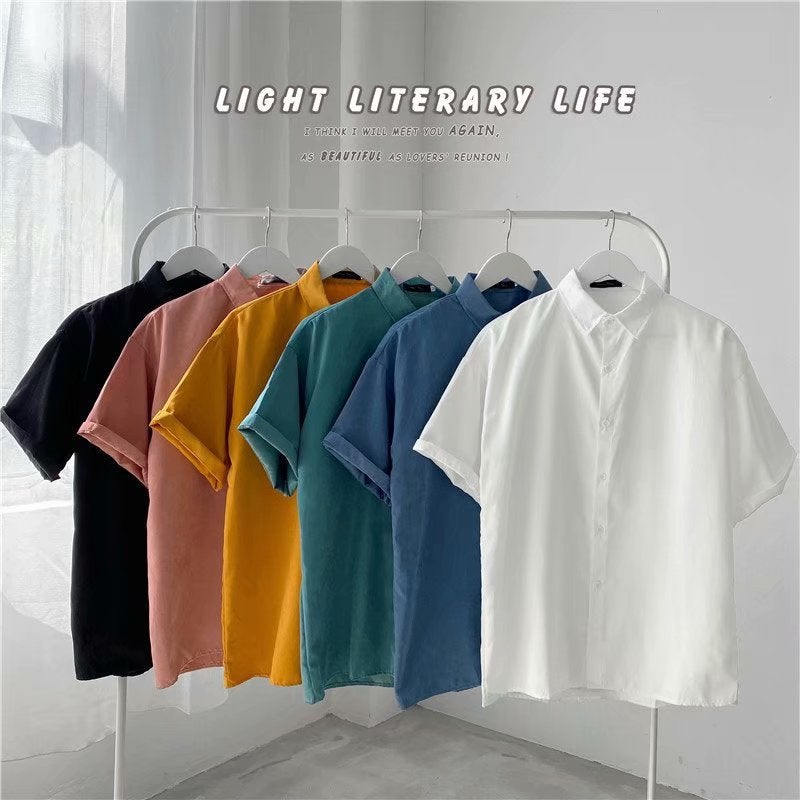 All-Match White jk Short-Sleeved Shirt Men's Summer ins Couple ins Top Loose Korean Fashionable Half-Sleeved dk Shirt - Image 4