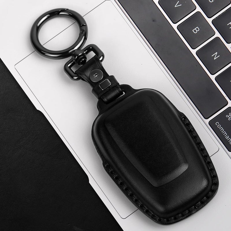 Tukellen for Toyota Key Fob Cover Genuine Leather With Keychain,Leather Key Case Protector Compatible with 2019-2025 Rav4 2020-2022 Highlander Corolla Prius 2018-2024 Camry Avalon C-HR GT86-Black - Image 4