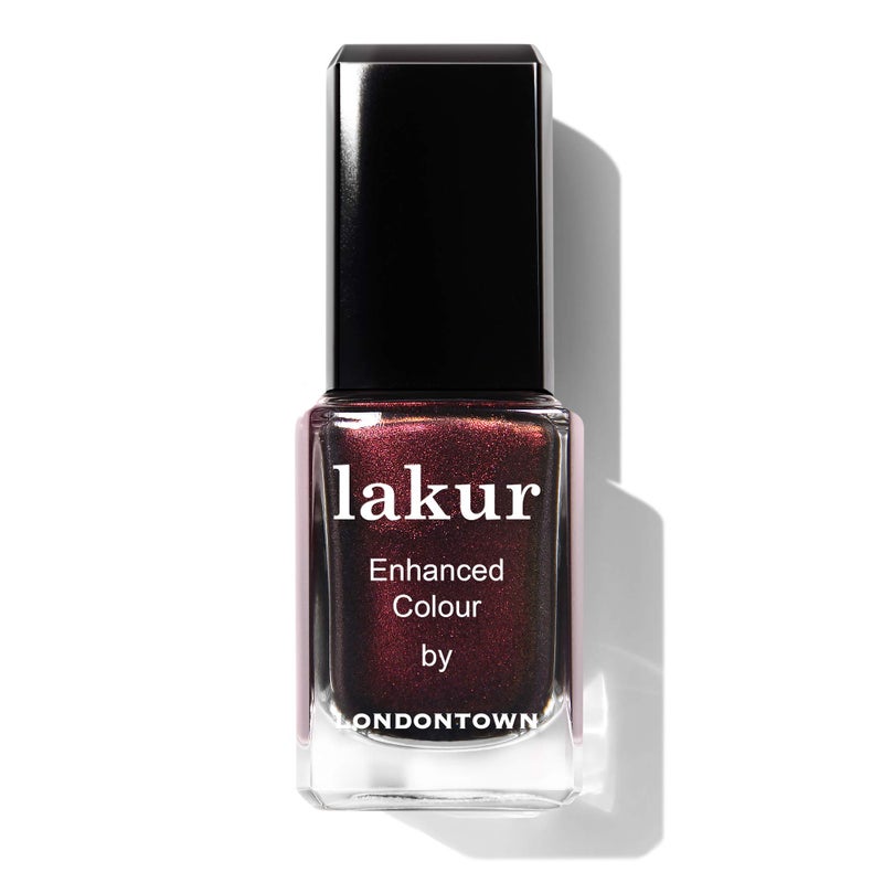 LONDONTOWN lakur Nail Polish - Chip-Resistant, Non-Toxic, Conditions & Hydrates Nails | Glittery Metallic Red Shimmer, Cockney Glam, .40 fl oz - Image 1