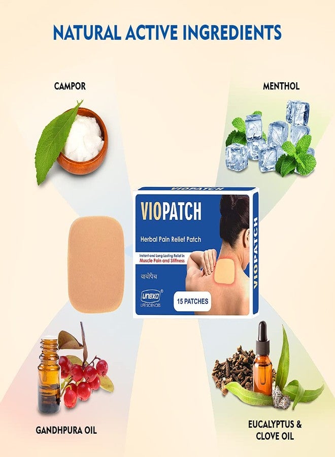 Viopatch Herbal Pain Relief Patch - Pack of 15 Patches | Instant Relief from Muscular Pain & Joint Pain| Natural Pain Relief Patches | No Side Effects - Image 2