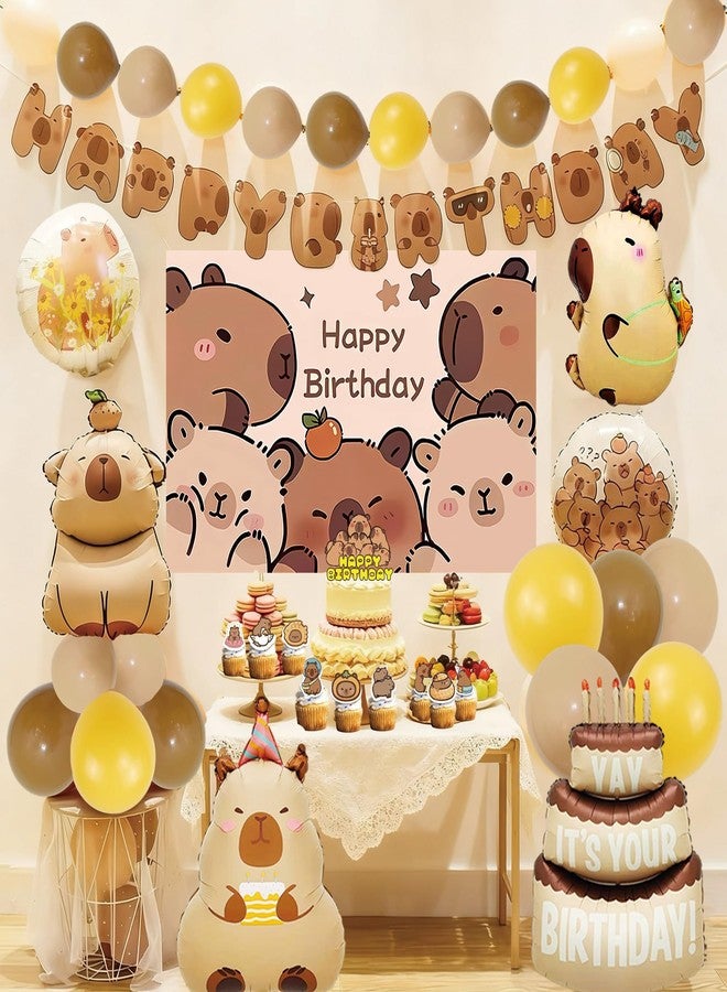 Tyotrbs 42Pcs Capybara Birthday Party Decorations, Capybara Party Supplies including Backdrop, Cake Toppers, Table Centerpieces, Balloons for Capybara Birthday Party - Image 5