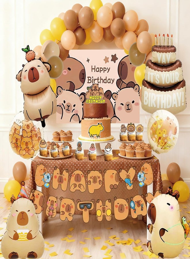 Tyotrbs 42Pcs Capybara Birthday Party Decorations, Capybara Party Supplies including Backdrop, Cake Toppers, Table Centerpieces, Balloons for Capybara Birthday Party - Image 4
