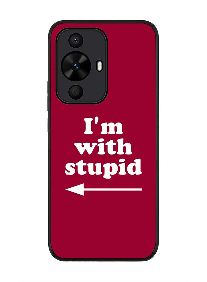 Stylizedd Rugged Black edge case for Huawei nova 12s / Huawei nova 11/ Huawei nova 12 Lite 4G, Slim fit Flexible Anti Drop Thin Cover - I'm with stupid - Image 1