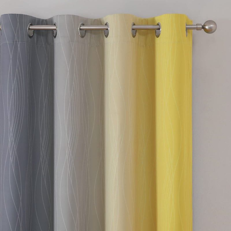 Estelar Textiler Yellow and Grey Blackout Curtains 108 Inches Long  Thermal Insulated Drapes for Bedroom  Full Light Blocking Energy Saving Long Curtains for Living Room  52Wx108L  2 Panels - Image 4