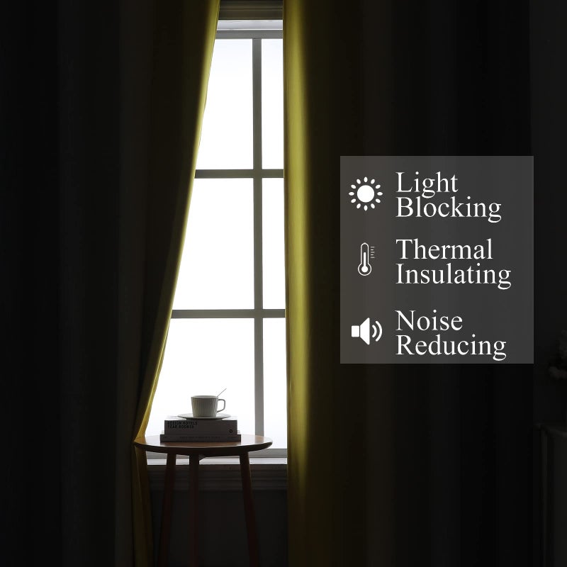 Estelar Textiler Yellow and Grey Blackout Curtains 108 Inches Long  Thermal Insulated Drapes for Bedroom  Full Light Blocking Energy Saving Long Curtains for Living Room  52Wx108L  2 Panels - Image 3
