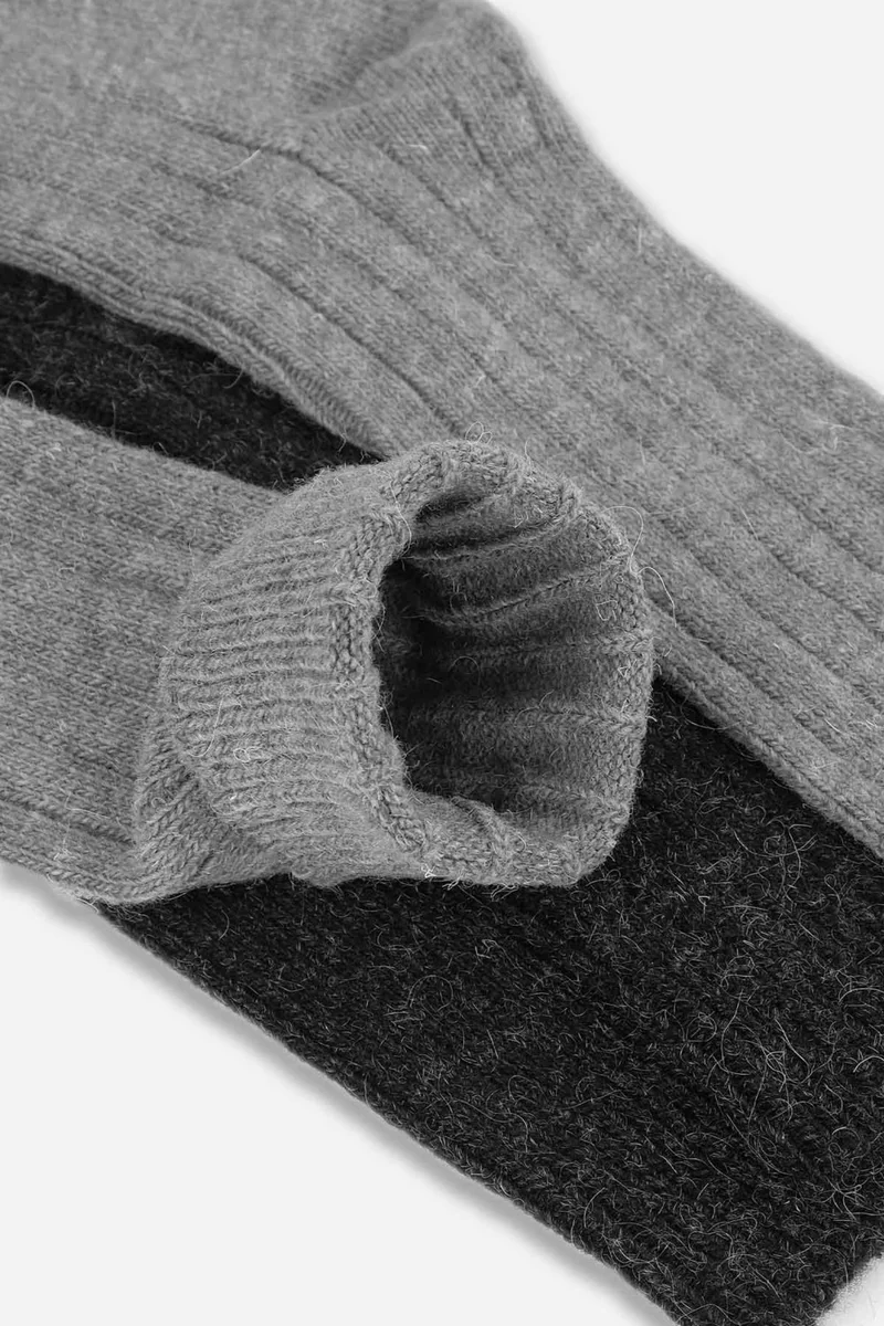 Mısırlı Egyptian Men's Alpaca Wool 2 Pairs Gray/Anthracite Socks - M 3095-GA