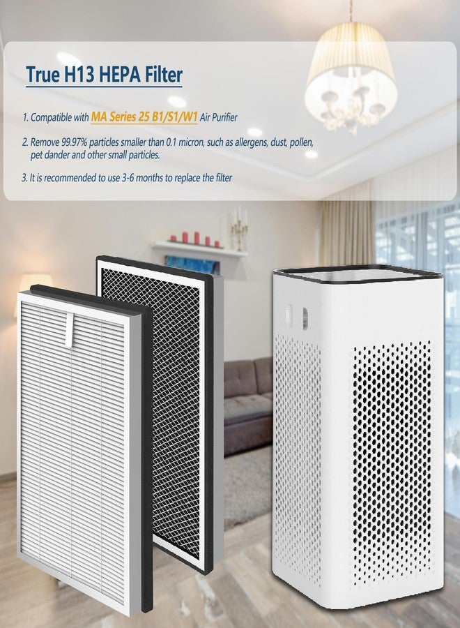 BesReyDa 4 Pack 25 Replacement Filters Compatible with MA Series 25 B1/S1/W1 Air Purifier, 3-in-1 True Hepa and Activated Carbon Filter - Image 2