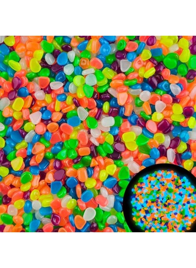 1000 قطعة من الحصى المتوهجة في الظلام، حصى متلألئ للحديقة الخارجية، حصى متوهج لأحواض الأسماك، صخور متألقة، حجارة متوهجة للحماية الخارجية، حجارة مضيئة للمتنزهات، أحواض السمك، الممرات، الممرات. - Image 1