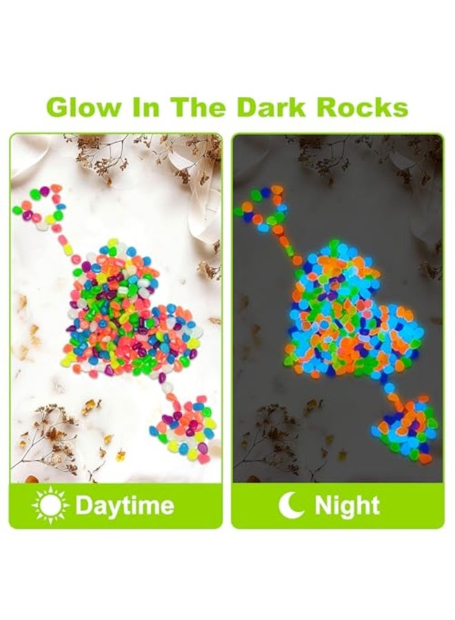 1000 قطعة من الحصى المتوهجة في الظلام، حصى متلألئ للحديقة الخارجية، حصى متوهج لأحواض الأسماك، صخور متألقة، حجارة متوهجة للحماية الخارجية، حجارة مضيئة للمتنزهات، أحواض السمك، الممرات، الممرات. - Image 3