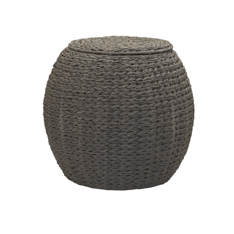 Household Essentials Household Essentials Handwoven Paper Rope Barrel Wicker Storage Basket Side Table Gray 