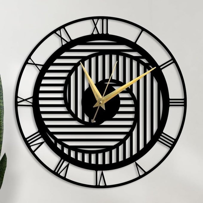 MATERIAL METAL WALL CLOCK BIG SIZE WALL CLOCK MODERN CLOCKS FOR LIVING ROOM STYLISH WALL CLOCKS FOR HOME ANTIQUE BIG SIZE MODERN WALL WATCH FOR HOME DECORBLACK40 CM DA57