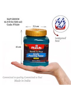 Flash Acrylic Ready to Pour Pouring Paint/Fluid Acrylic 500ml / 16 fl oz Pre-Mixed Water-Based - for Canvas, Wood, Paper, Crafts, Tile, Rocks and More… (Sap Green) - pzsku/Z51C8F41E7F171BBBC53DZ/45/_/1740119010/2b926465-0218-4708-bca2-f7e9b8d8fae9