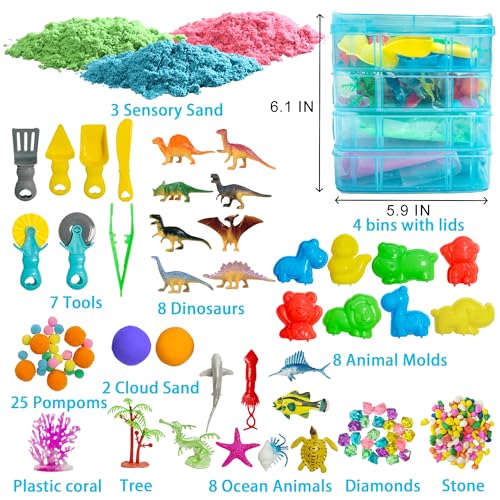 AGENTLAN Dino Ocean Sensory bin Dino Ocean Sensory Toys with Play Sand for Toddlers Boys and GirlsKids Toys Gift Sand Box for Age 3 4 5 6 7 8 - Image 5