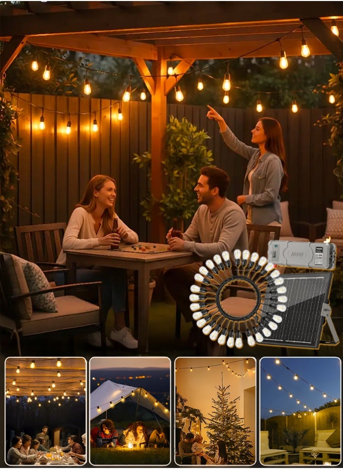 MODI Solar String Lights 12M – 20 LED Bulbs | Outdoor Solar Light with 35W Panel & 30000mAh Battery | Waterproof IP65 Energy-Saving Patio Garden Fence Lighting - Image 1