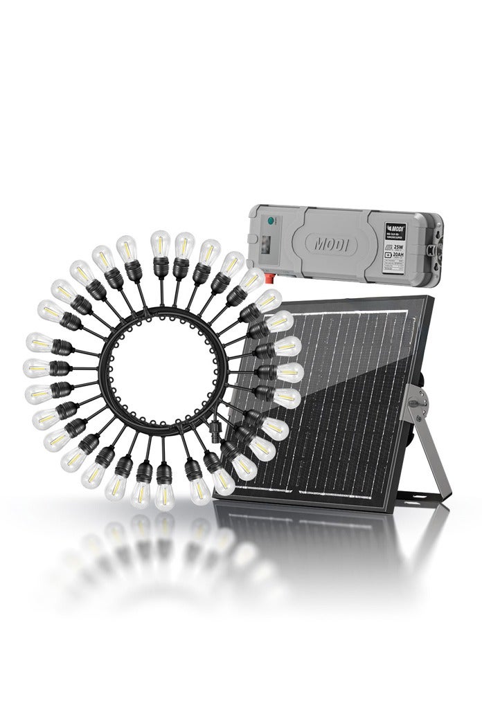 MODI Solar String Lights 12M – 20 LED Bulbs | Outdoor Solar Light with 35W Panel & 30000mAh Battery | Waterproof IP65 Energy-Saving Patio Garden Fence Lighting - Image 3