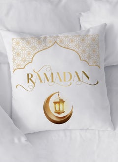 Polyester Pillowcase Cushion Cover with Ramadan Crescent and Lantern Design