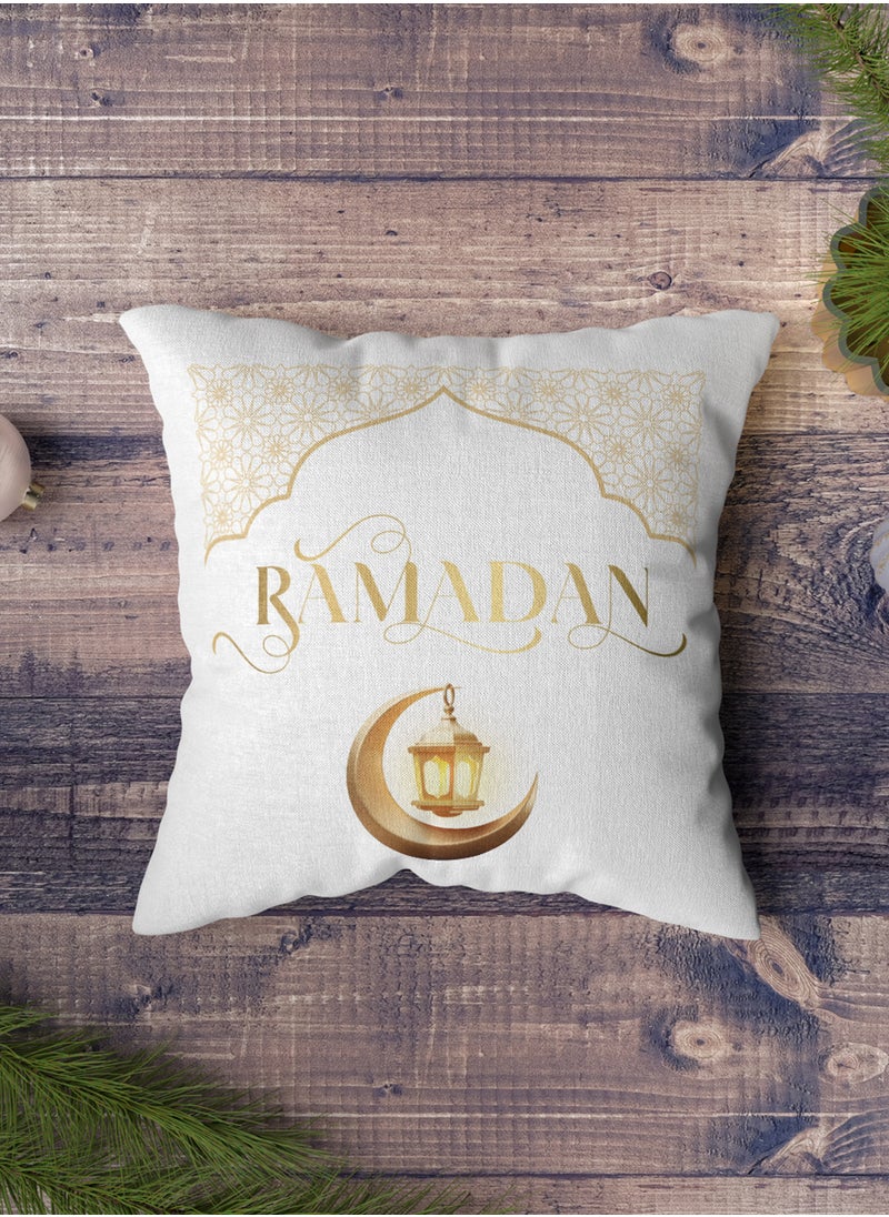 LOWHA - Polyester Pillowcase Cushion Cover with Ramadan Crescent and Lantern Design - Image 1
