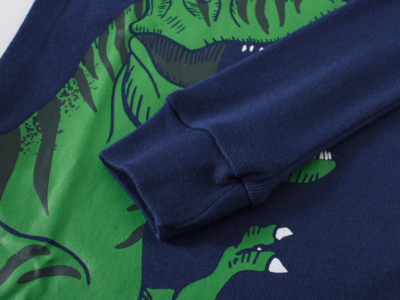 Dolphin Fish Dolphin&Fish Boys Pajamas 100% Cotton Kids Pjs Toddler Pjs Set Dinosaur Clothes Style-830 Size 7 Dark Blue - Image 4