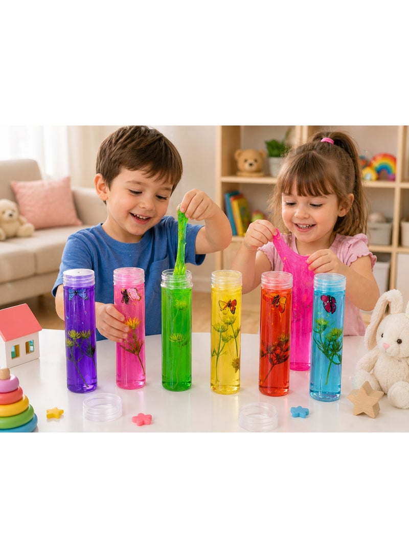 STORE 7 Colorful Glitter Clear Slime for Kids – Non-Stick, Stretchy Play Dough (Slime Clay/Slime Dough/Crystal Slime/Jelly Slime) with Butterfly and Flowers – Starry Slime for Sensory Play and Creative Development – ​​6 Pieces - Image 4