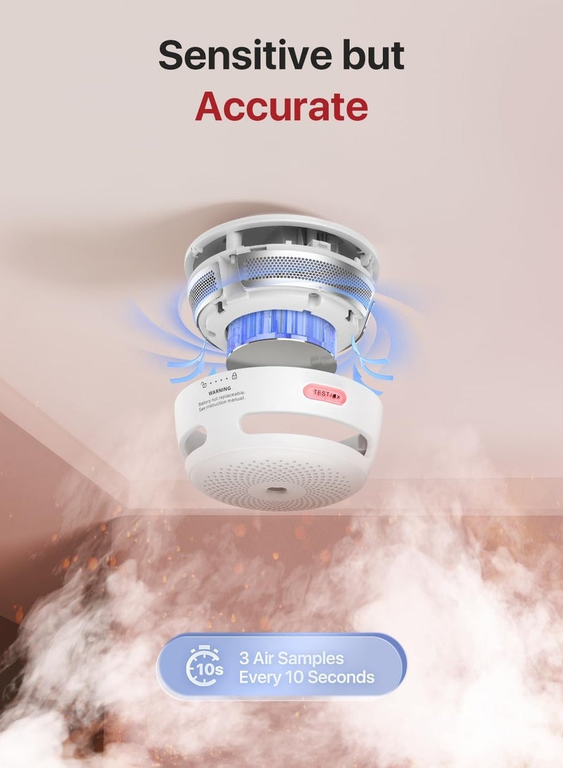 X-Sense Smoke Alarm, 10-Year Battery Fire Alarm Smoke Detector with LED Indicator & Silence Button, XS01 - Image 4