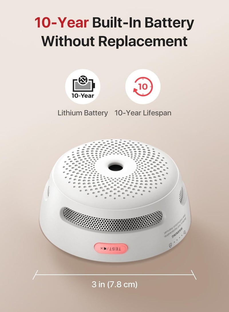 X-Sense Smoke Alarm, 10-Year Battery Fire Alarm Smoke Detector with LED Indicator & Silence Button, XS01 - Image 3