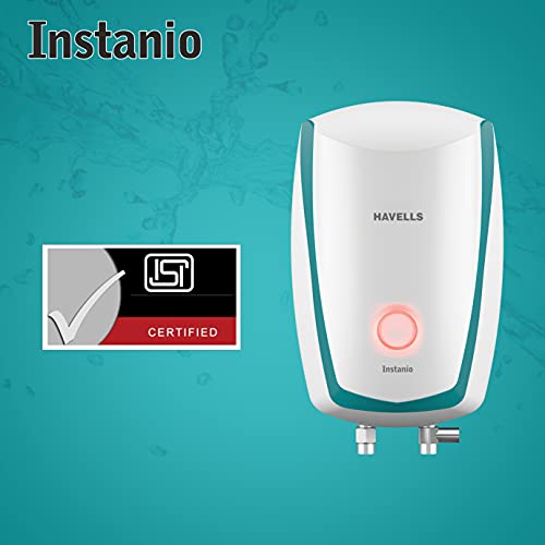 Havells Instanio 3L 4.5KwH Instant Water Heater(Geyser)| Temp. Sensing LED Indicator| Rust & Shock Proof Body| ISI Marked|With Flexible Pipes| Warranty: 5 year on Inner Tank| (White Blue) - Image 4