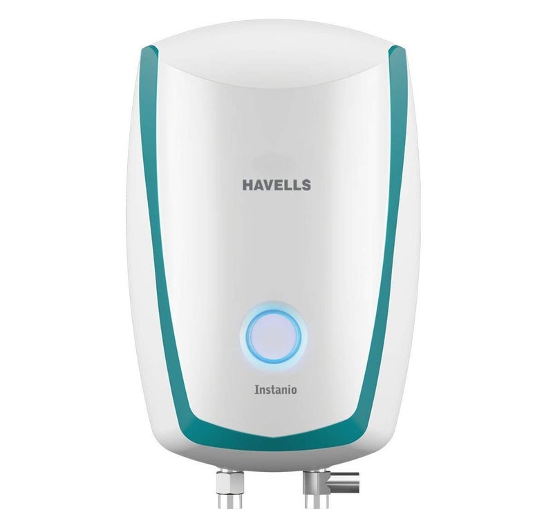 Havells Instanio 3L 4.5KwH Instant Water Heater(Geyser)| Temp. Sensing LED Indicator| Rust & Shock Proof Body| ISI Marked|With Flexible Pipes| Warranty: 5 year on Inner Tank| (White Blue) - Image 1
