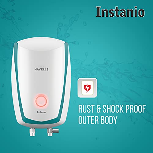 Havells Instanio 3L 4.5KwH Instant Water Heater(Geyser)| Temp. Sensing LED Indicator| Rust & Shock Proof Body| ISI Marked|With Flexible Pipes| Warranty: 5 year on Inner Tank| (White Blue) - Image 5