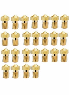 Y&D Printer Nozzle AE 25 PCS 3D, 0.2/0.4/0.6/0.8/1.0 mm Hardened Steel for ABS/PLA 3D Makerbot Creality CR-10 (Gold)  - Image 1
